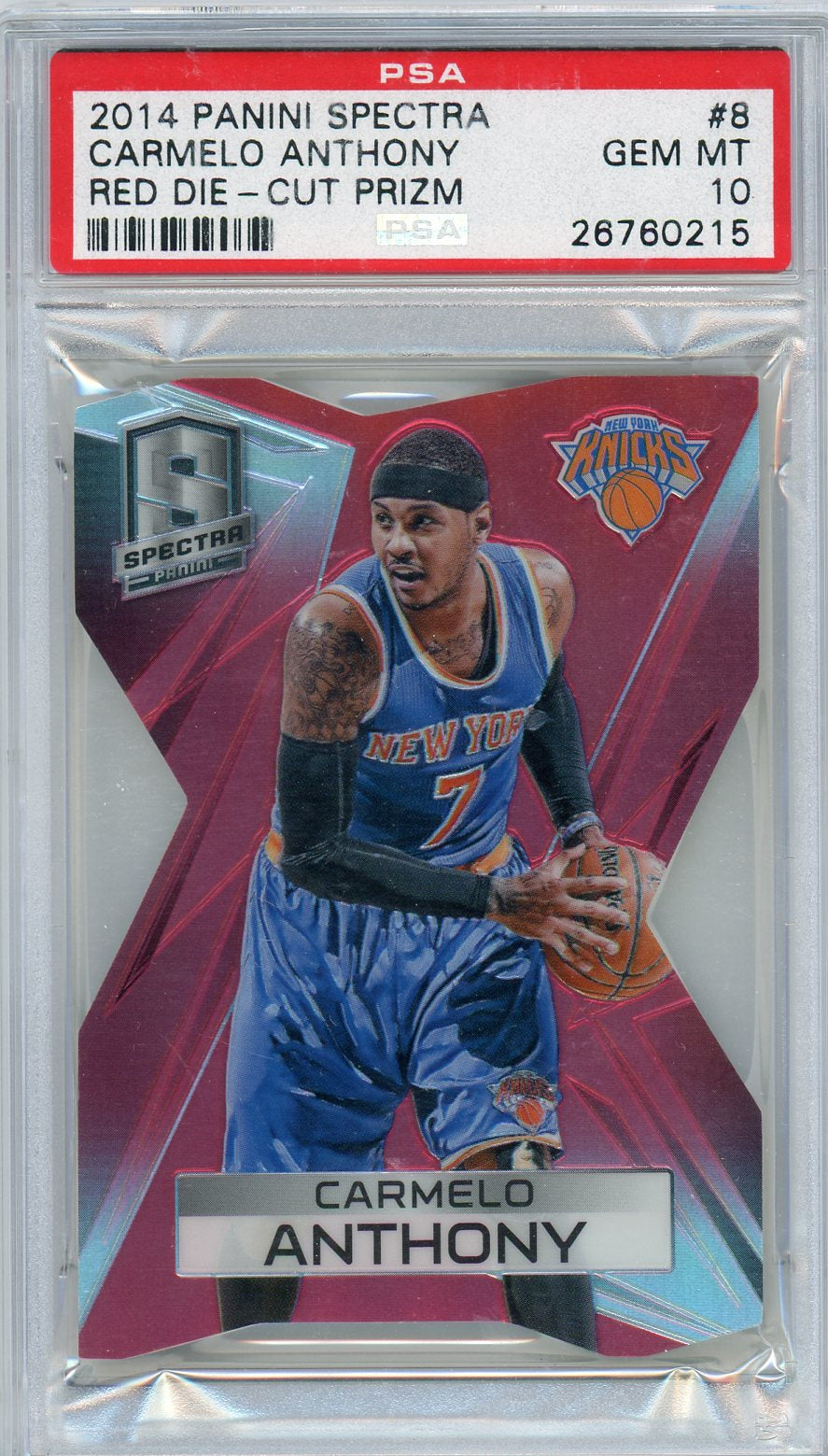 2014 Panini Spectra #8 Carmelo Anthony Prizms Red Die Cut /25 PSA 10