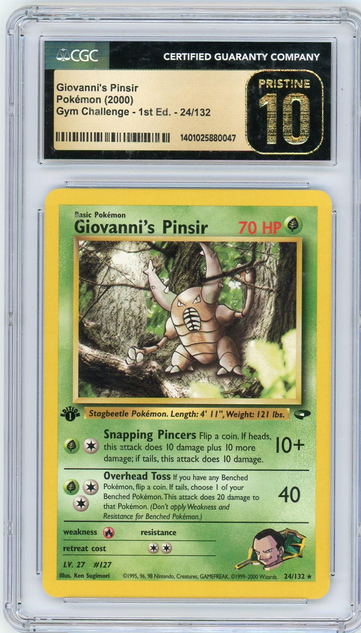 2000 Pokemon Giovanni's Pinsir Gym Challenge 1st Edition #24 CGC 10 Pristine