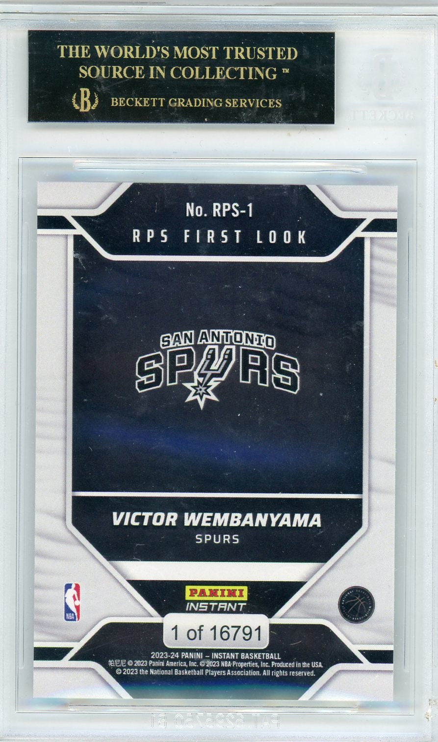 2023 Panini Instant Rps First Look Victor Wembanyama #RPS1 /16791 BGS 10.5