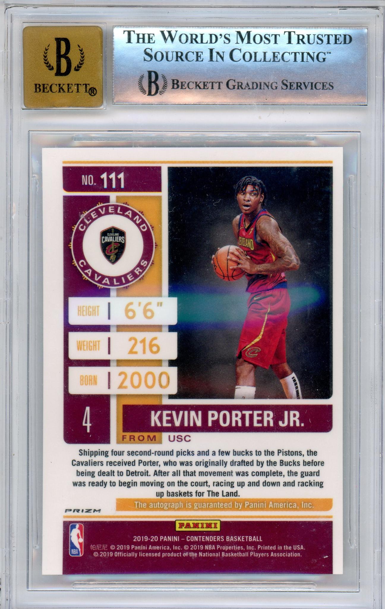 2019 Contenders 111 Kevin Porter Jr. RC Ticket Green Shimmer Auto BG 8.5