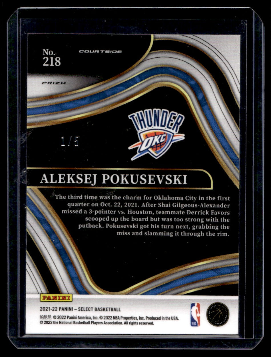 2021 Panini Select Aleksej Pokusevski Courtside Purple Pulsar Prizm /5 #218