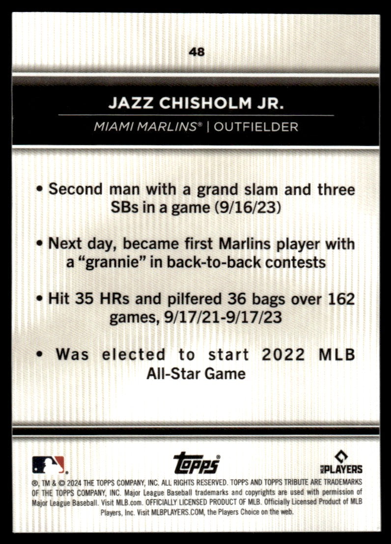 2024 Topps Tribute Jazz Chisholm Jr. 1/1 Miami Marlins #48 