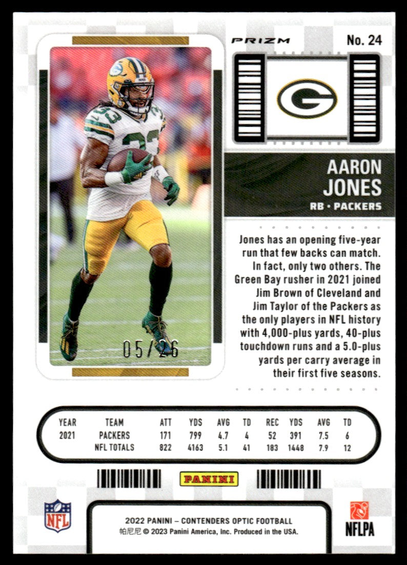 2022 Panini Contenders Optic Prizm Aaron Jones #24 /26