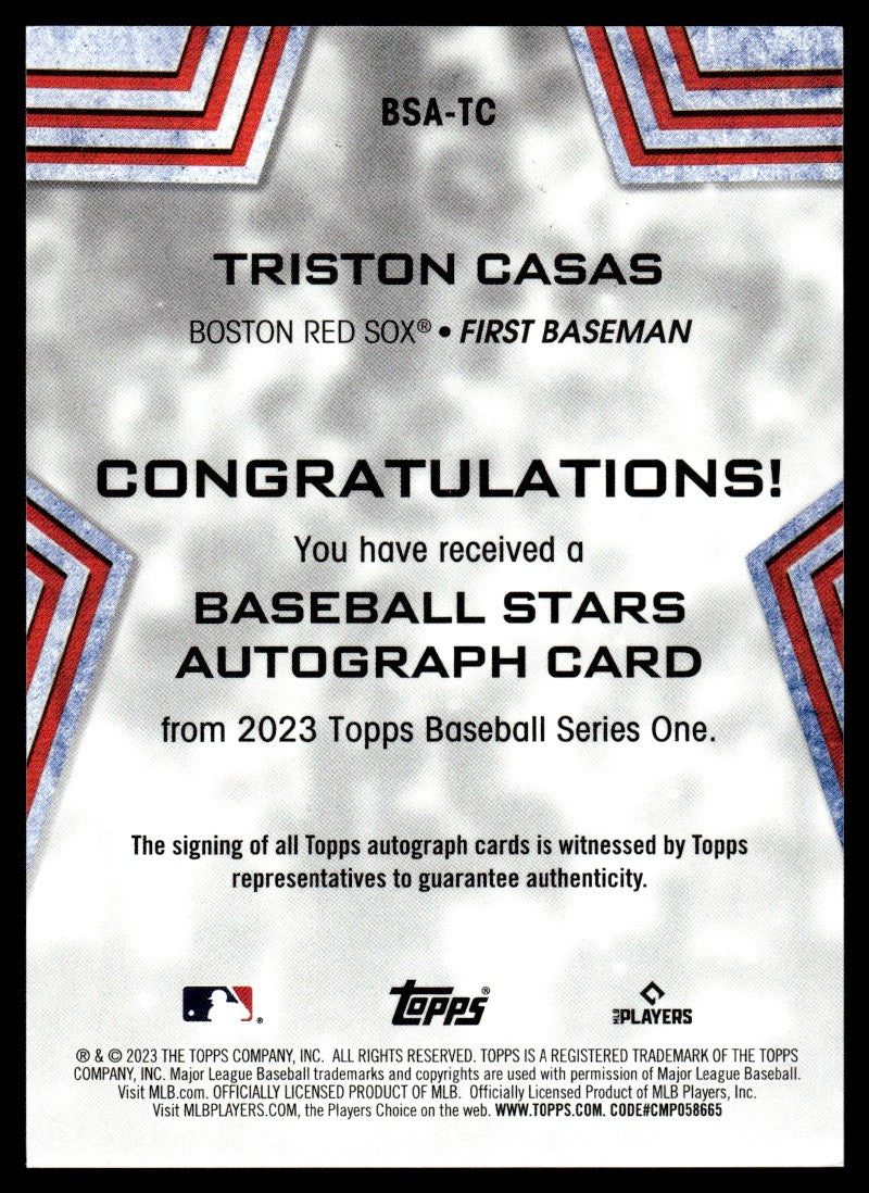 2023 Topps Baseball Stars Rookie Auto Triston Casas