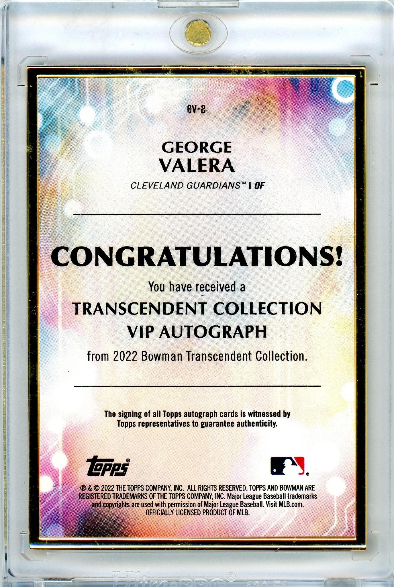 2022 Bowman Transcendent Collection VIP Auto /50 George Valera