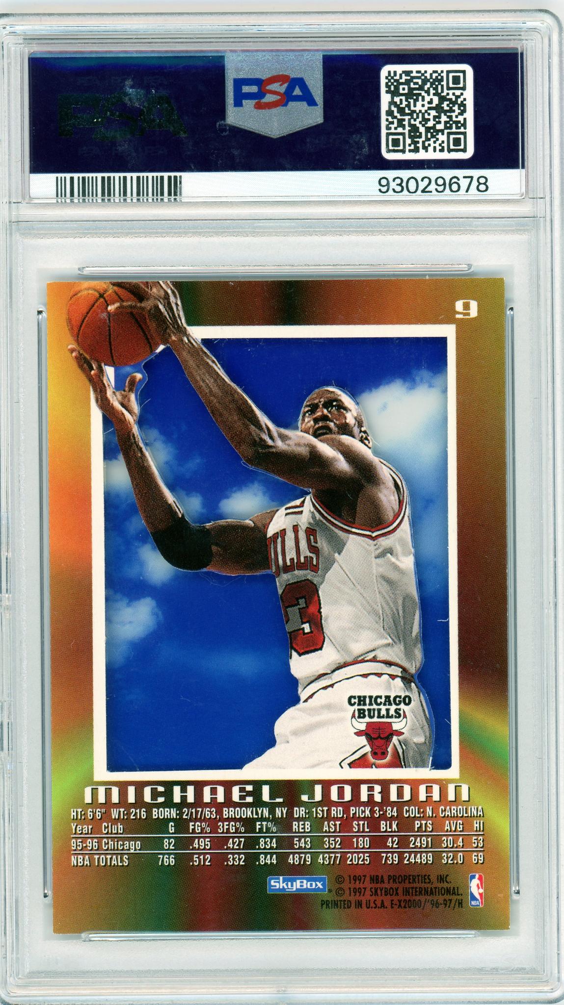 1996 SkyBox E-X2000 #9 Michael Jordan PSA 8