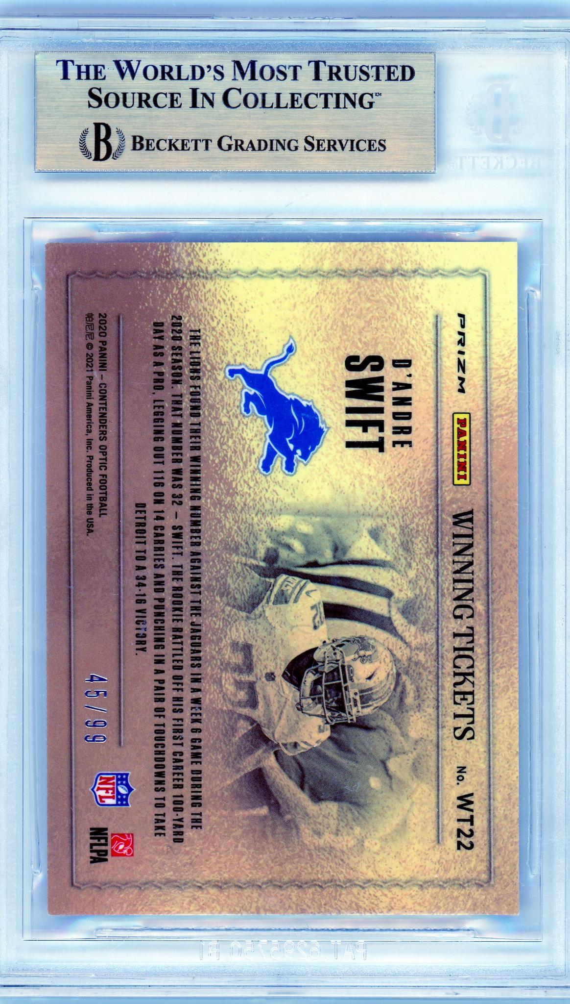 2020 Panini Contenders Optic D'Andre Swift Winning Tickets Blue /99 BGS 9.5 RC