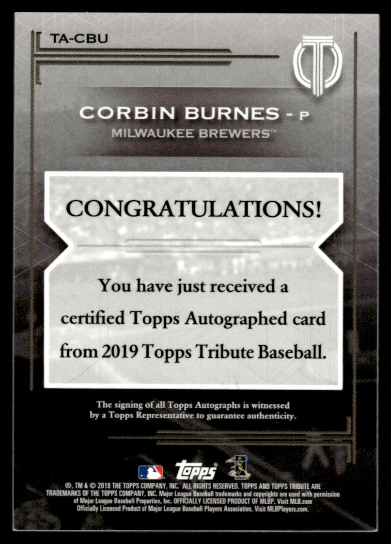 2019 Topps Tribute Rookie Auto /199 Corbin Burnes