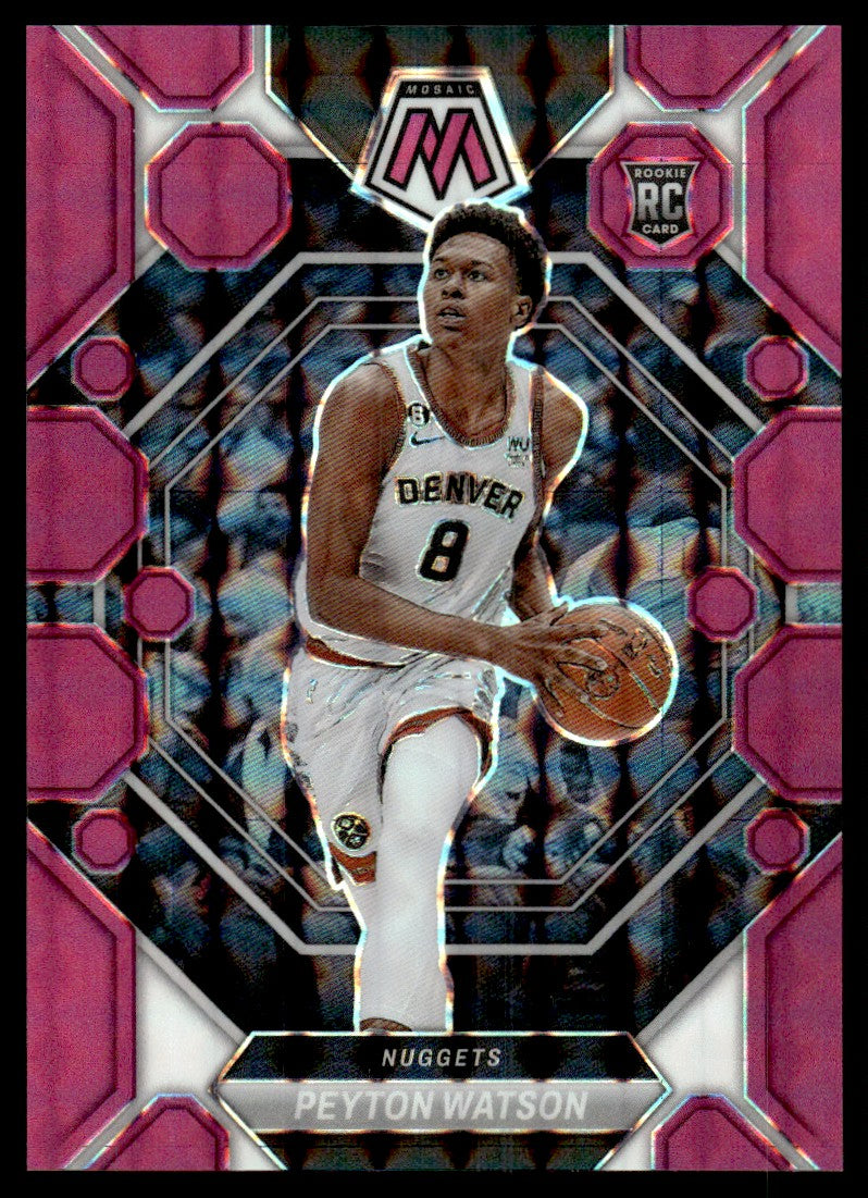 2022 Panini Prizm 221 Peyton Watson Mosaic Pink Rookie Rookie 03/10 Nuggets