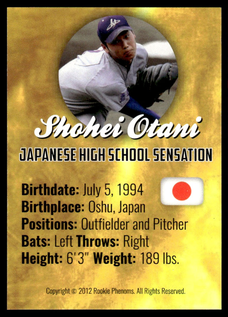 2012 Rookie Phenoms Japanese High School Sensation Shohei Otani