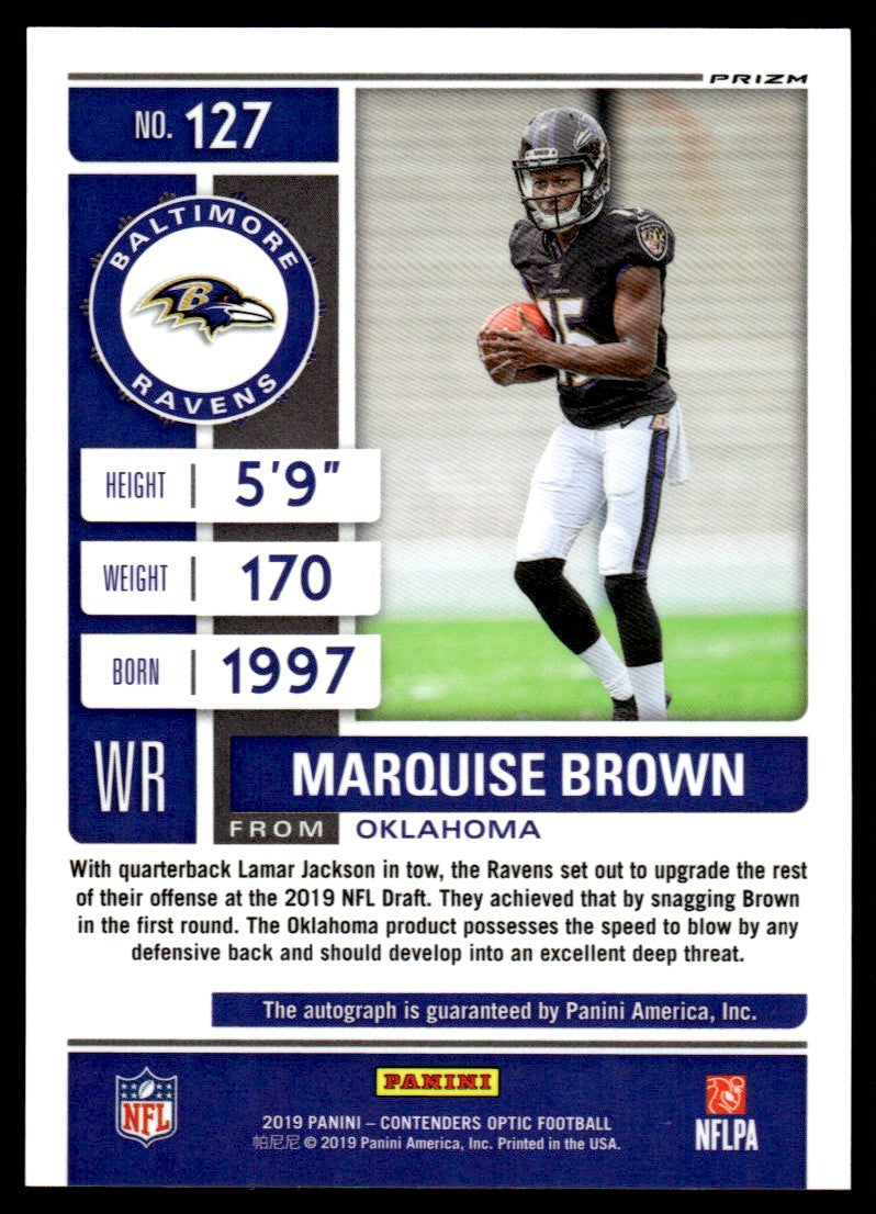 2019 Panini Contenders Optic Marquise Brown #127 RC Auto
