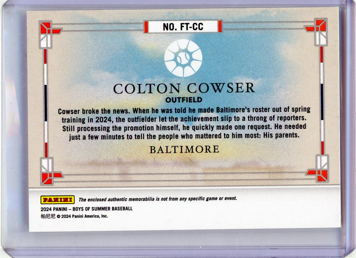 2024 Panini Boys of Summer FT-CC Colton Cowser Five Tool Materials Rookie /149 Baltimore