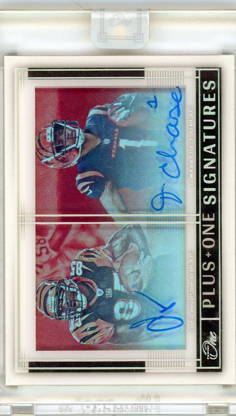 2021 Panini One 151 Ja'Marr Chase Chad Johnson Plus+ One Signatures /5 Cincinnati Bengals Auto