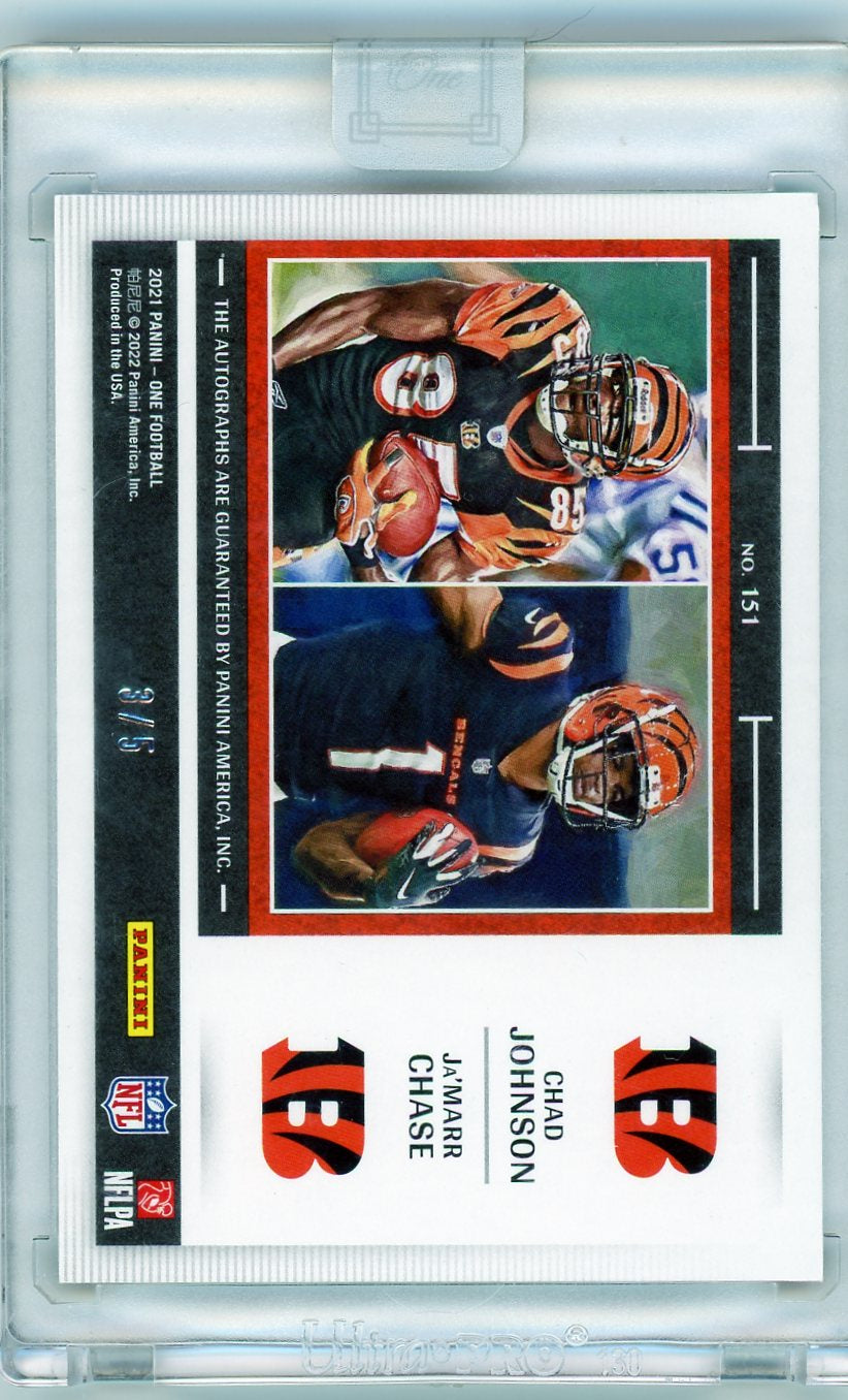 2021 Panini One 151 Ja'Marr Chase Chad Johnson Plus+ One Signatures /5 Cincinnati Bengals Auto