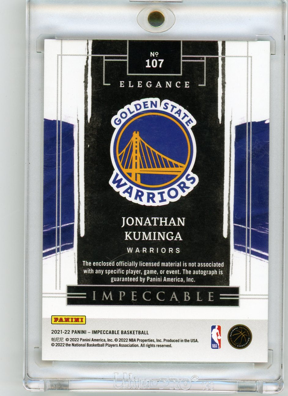 2021 Panini Impeccable 107 Jonathan Kuminga Elegance Rookie /99 Golden State Warriors Auto