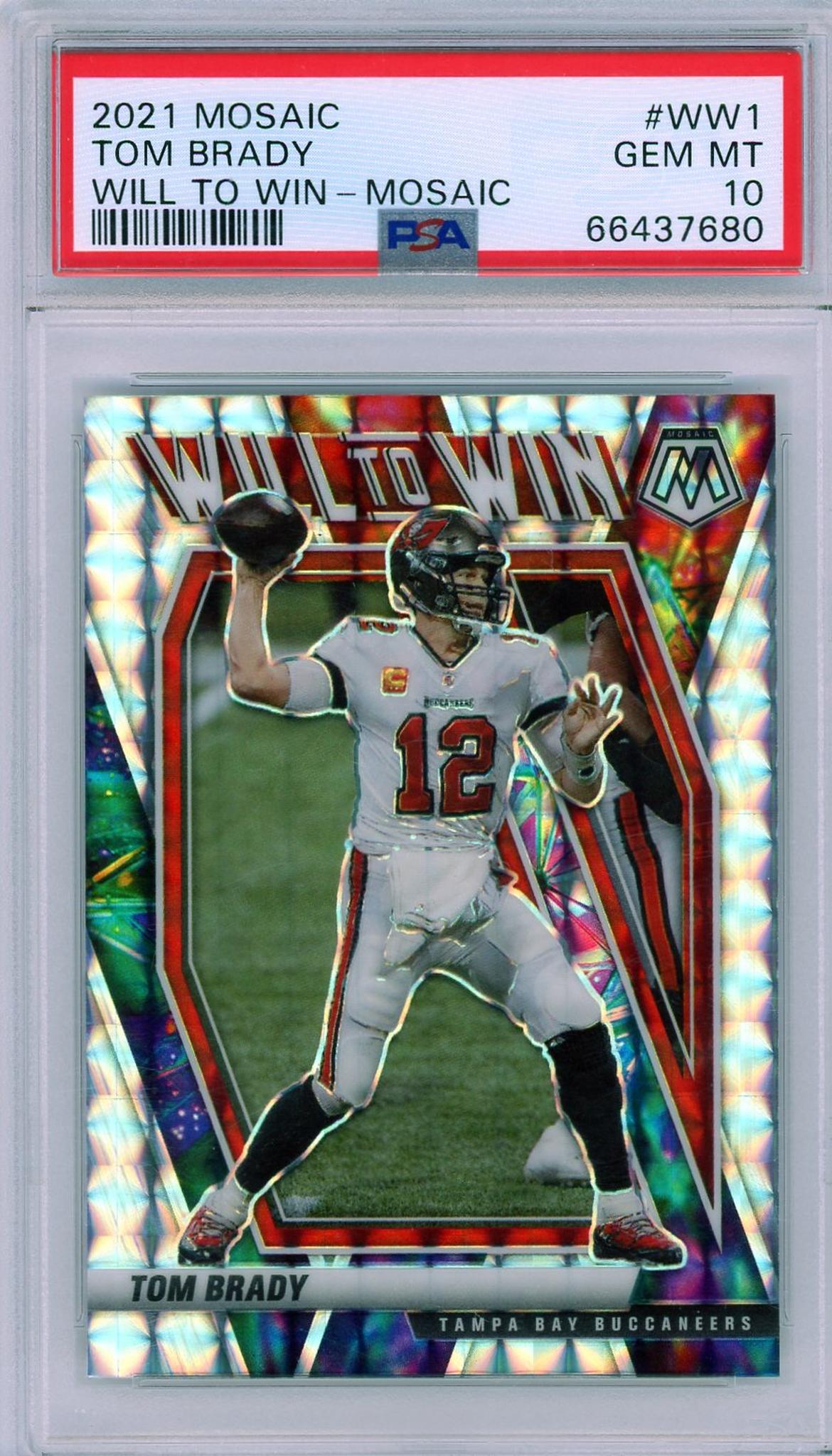 2021 Panini Mosaic WW-1 Tom Brady Will to Win Mosaic PSA 10 Gem Mint Tampa Bay Buccaneers