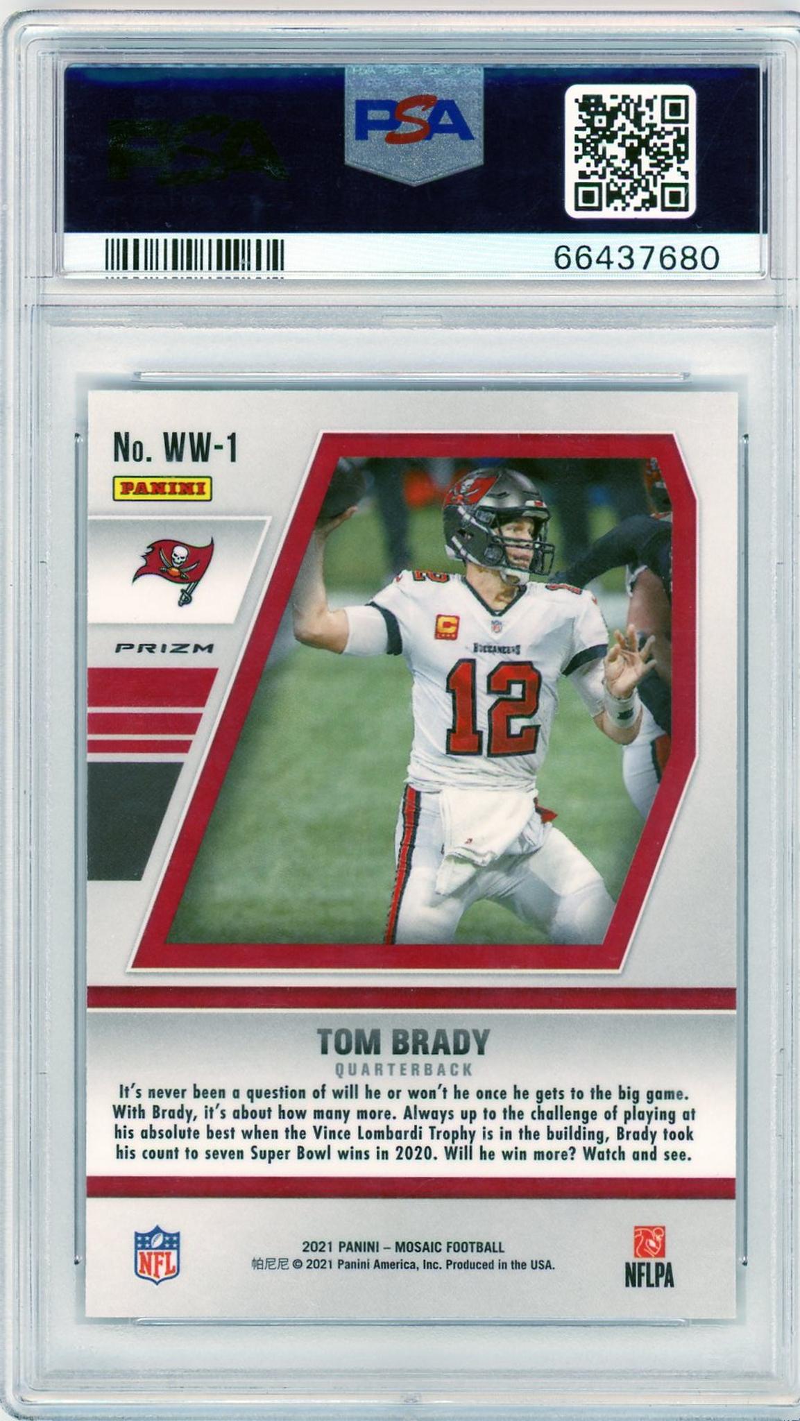 2021 Panini Mosaic WW-1 Tom Brady Will to Win Mosaic PSA 10 Gem Mint Tampa Bay Buccaneers