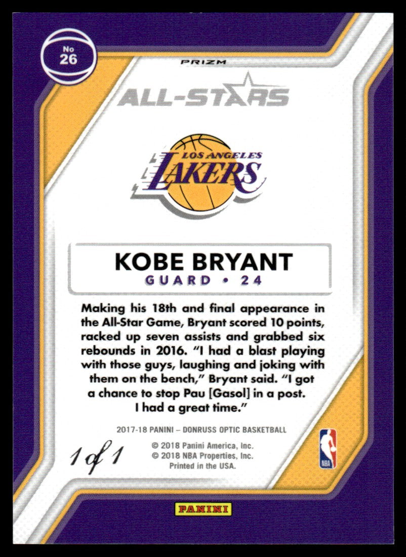 2017 Panini Optic Prizm All-Stars Kobe Bryant #26 1/1
