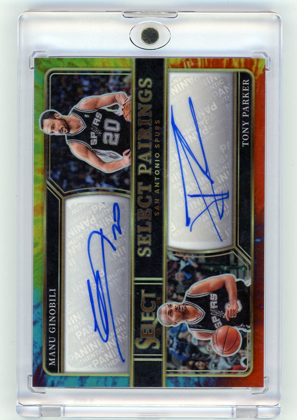 2023-24 Panini Select Tony Parker Manu Ginobili Pairings Tie Dye 10/25 Auto