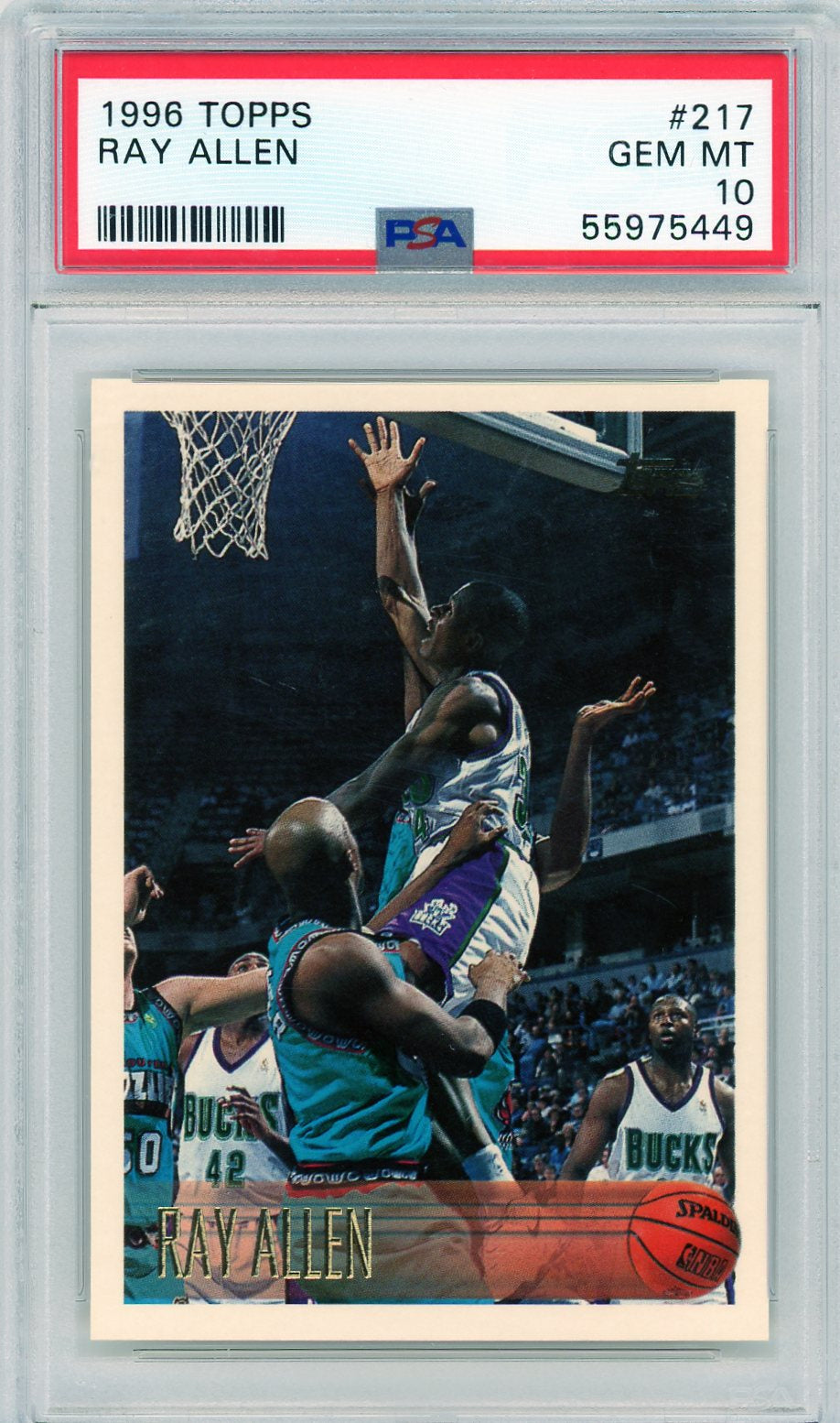 1996 Topps #217 Ray Allen Rookie PSA 10 Gem Mint Milwaukee Bucks