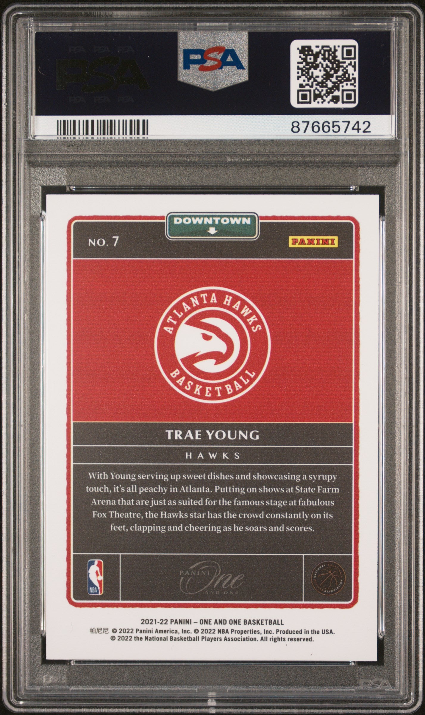 2021 Panini One and One #7 Trae Young Downtown PSA 9