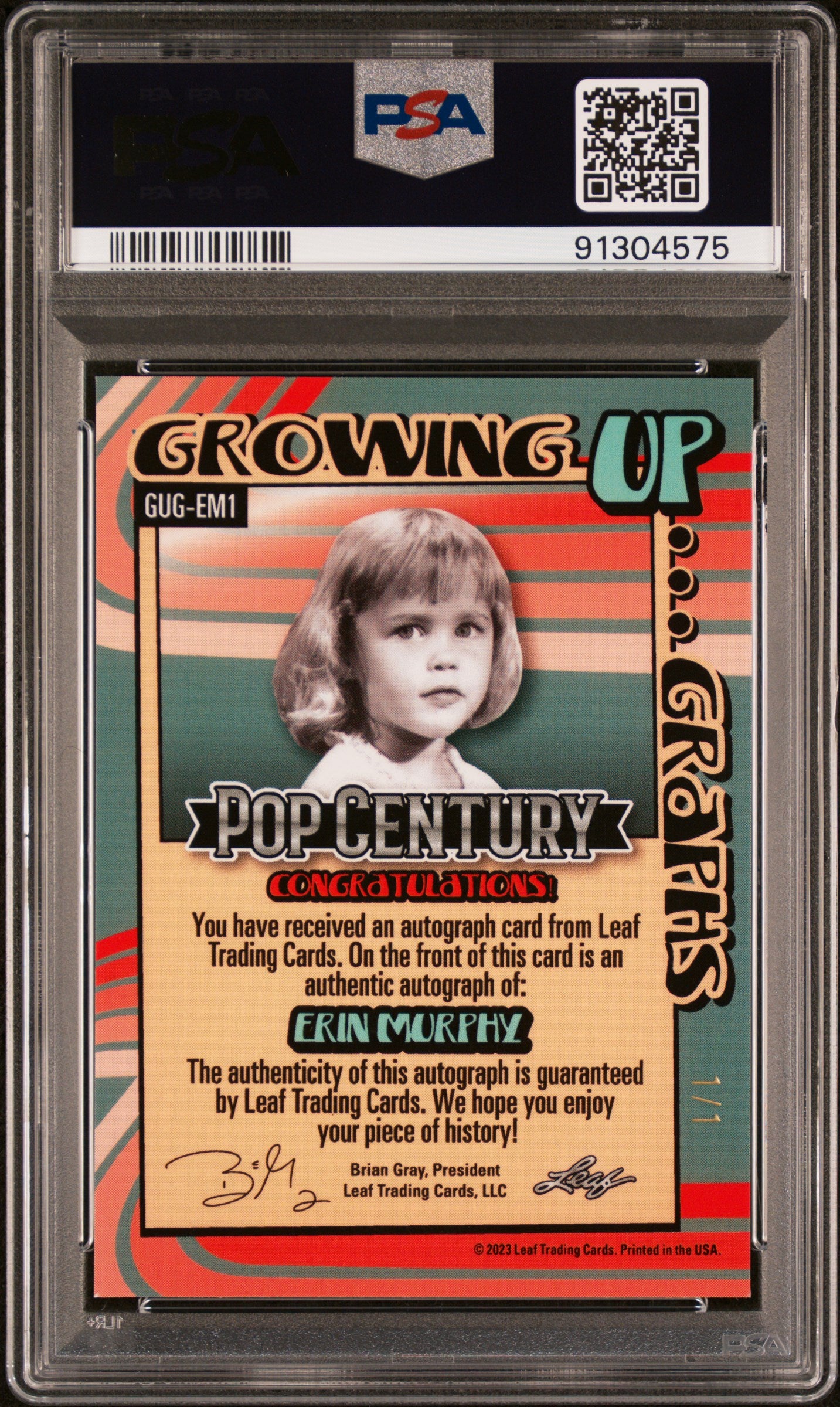 2023 Leaf Pop Century Erin Murphy Grow Up Graphs Gold 1/1 Auto PSA 10