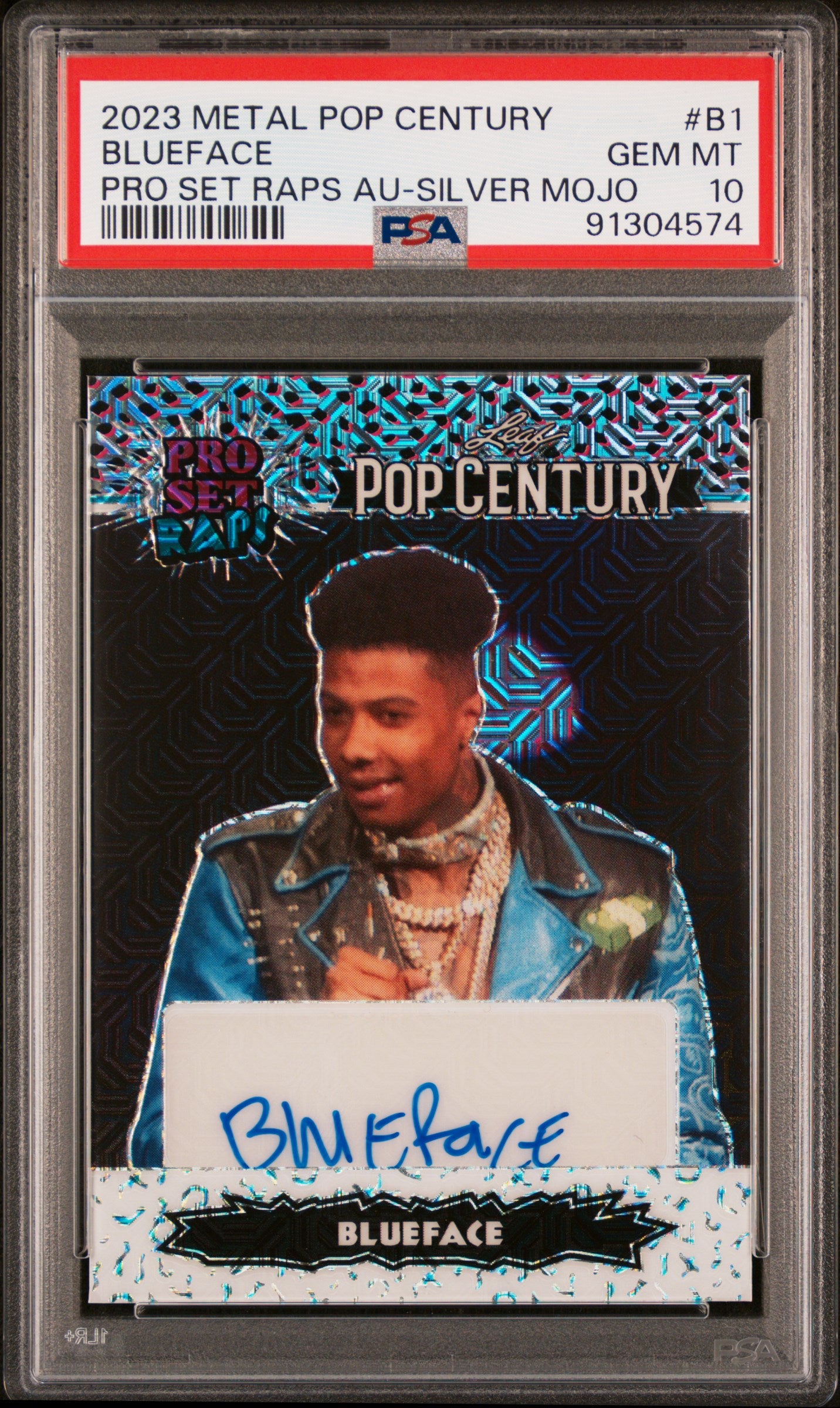 2023 Leaf Metal Pop Century Blueface Pro Set Raps Auto Silver Mojo /15 PSA 10