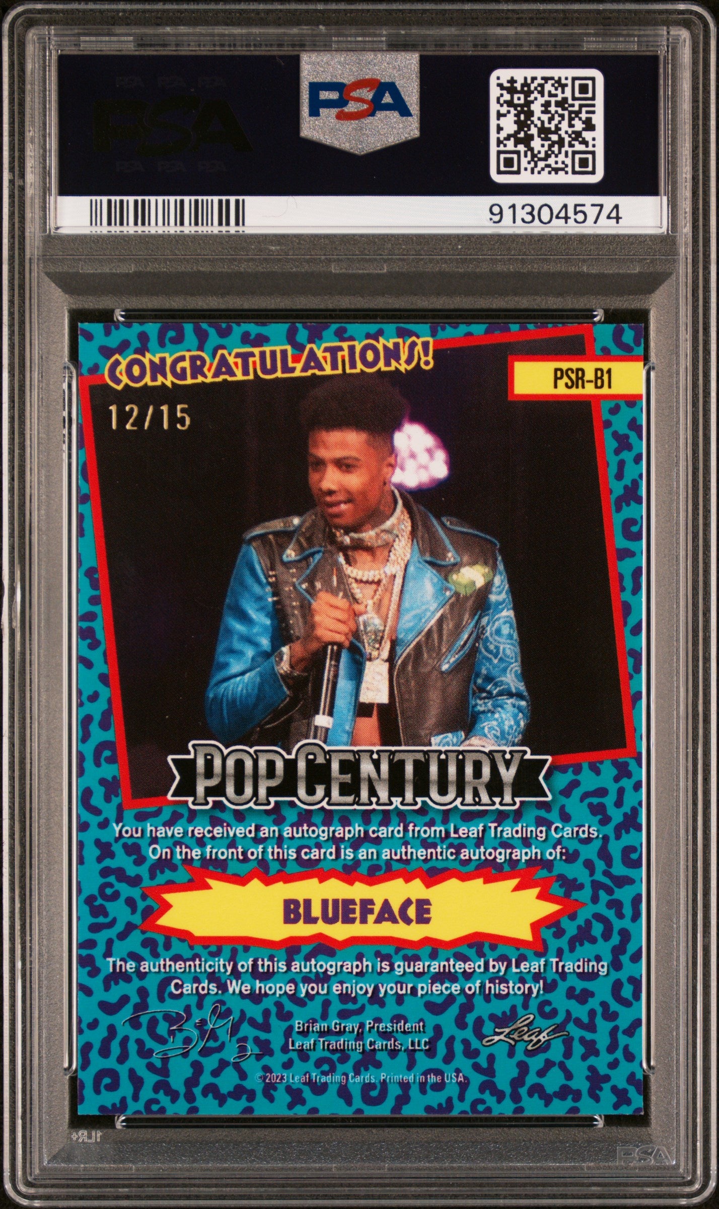 2023 Leaf Metal Pop Century Blueface Pro Set Raps Auto Silver Mojo /15 PSA 10