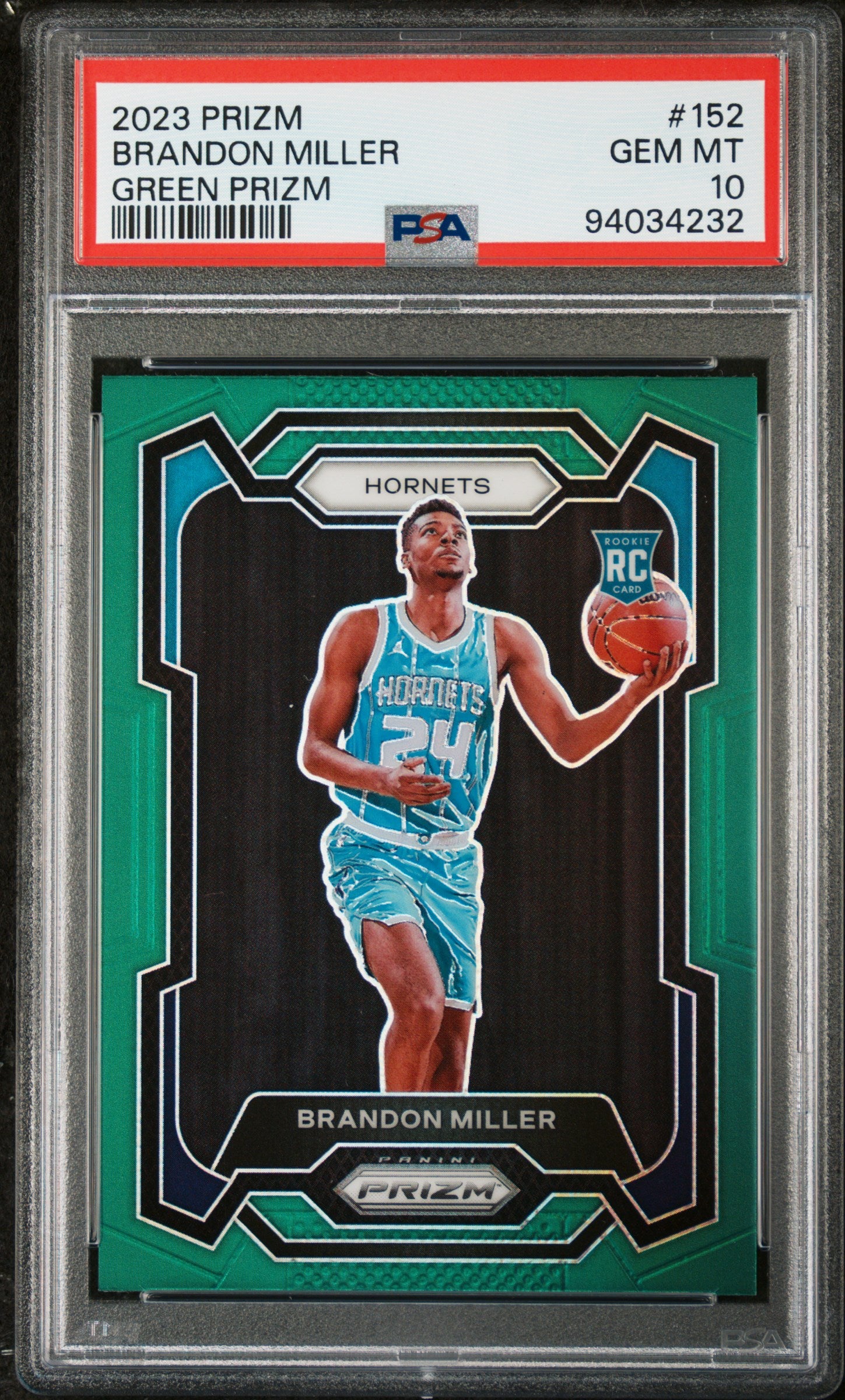 2023 Panini Prizm #152 Brandon Miller Green PSA 10 RC Rookie