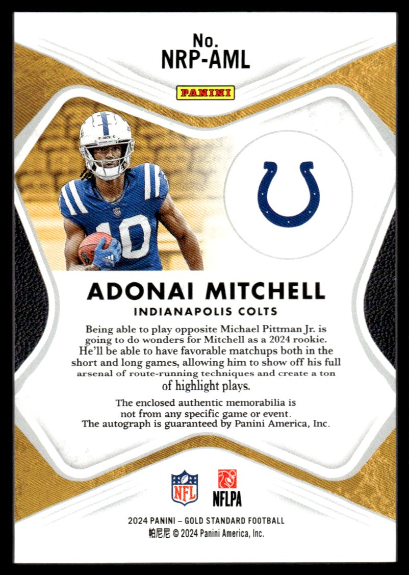 2024 Panini Gold Standard Adonai Mitchell Nouveau Riche Rookie /199 Auto