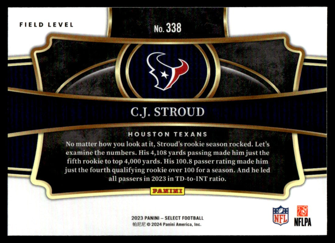 2023 Panini Select #338 C.J. Stroud Field Level Rookie Houston Texans