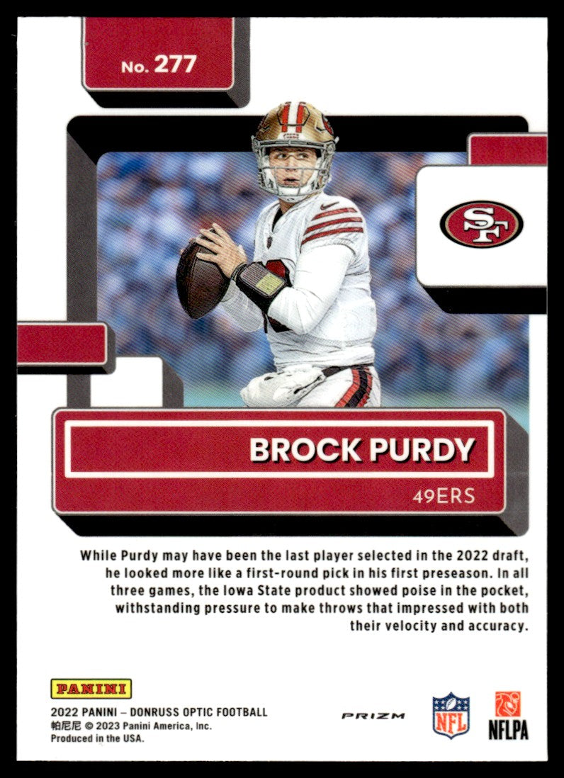 2022 Panini Donruss Optic #277 Brock Purdy Rated Rookie San Francisco 49ers