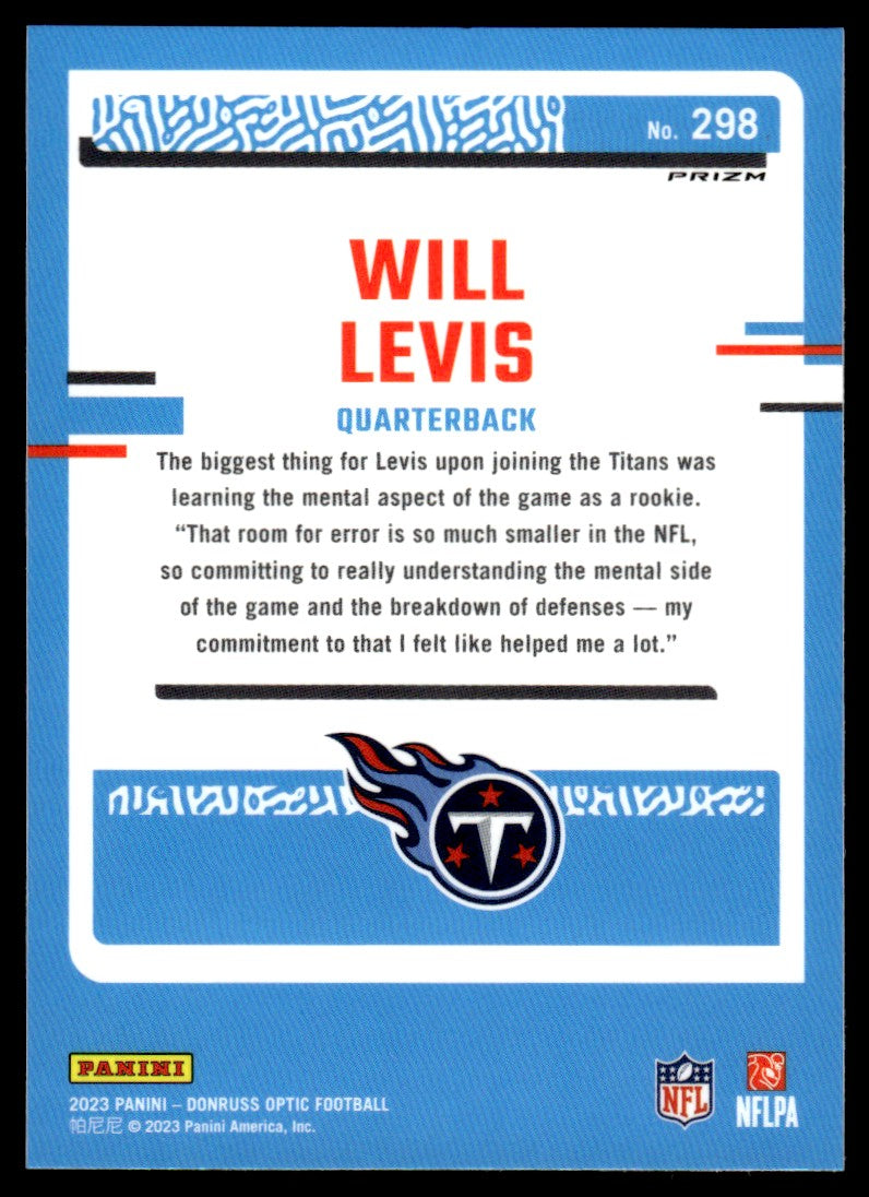 2023 Panini Donruss #298 Will Levis Prizm Rookie Titans Silver Holo