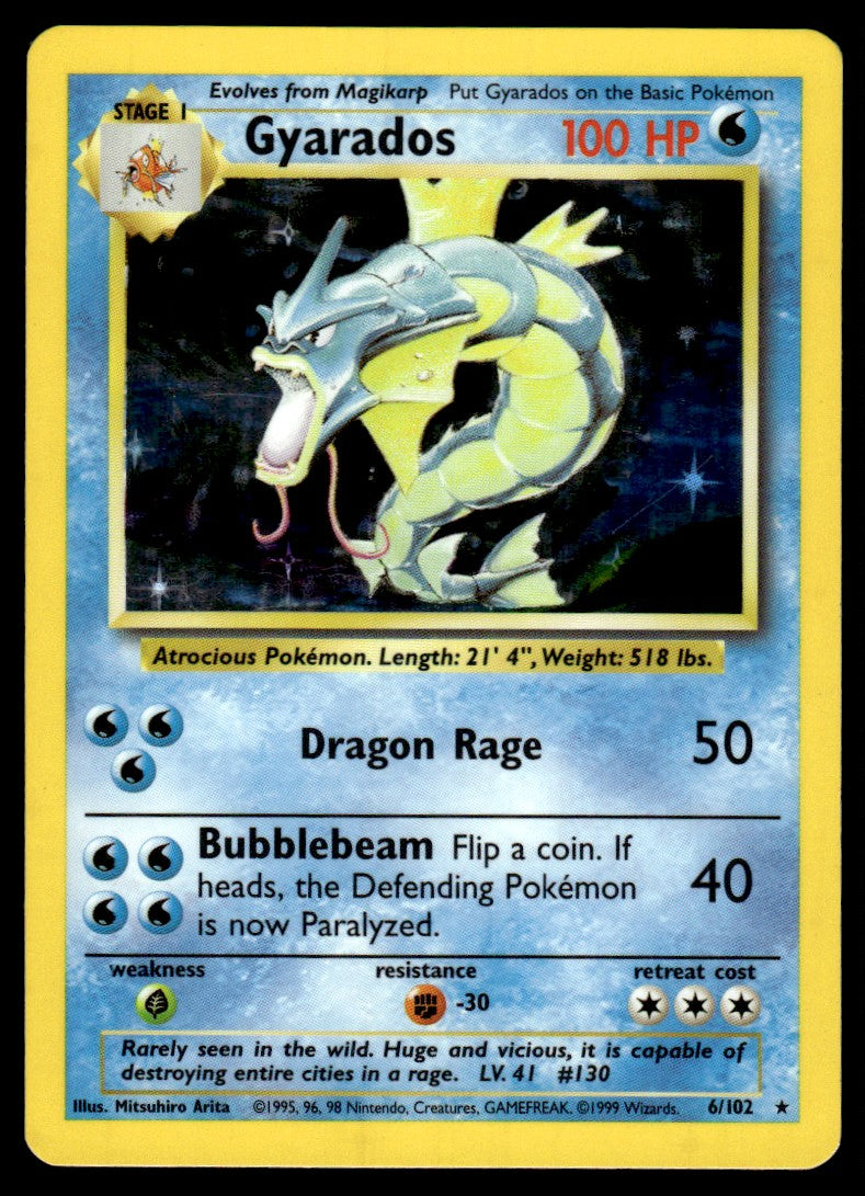 1999 Pokemon #6/102 Gyarados Holo Base Set