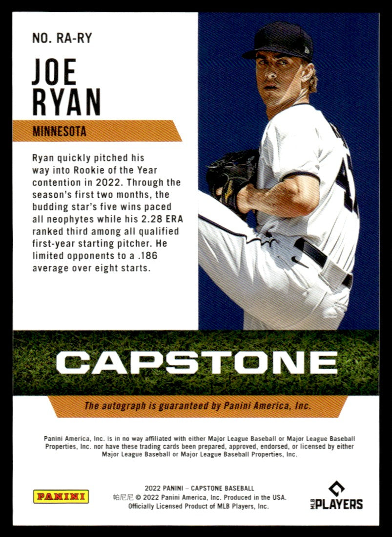 2022 Panini Capstone Joe Ryan #RA-RY RC Auto
