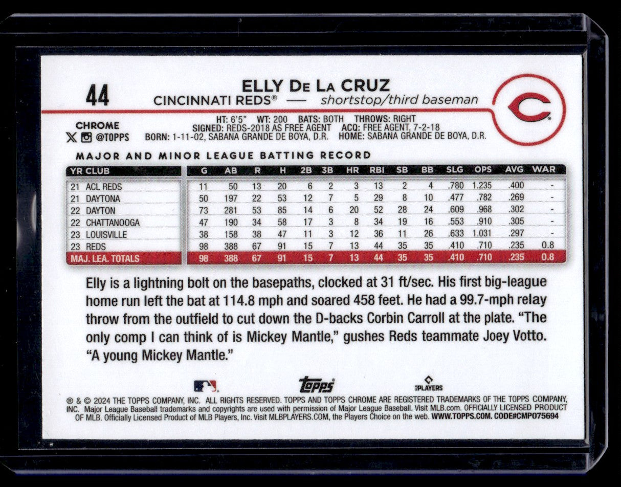 2024 Topps Chrome Elly De La Cruz #44 RC