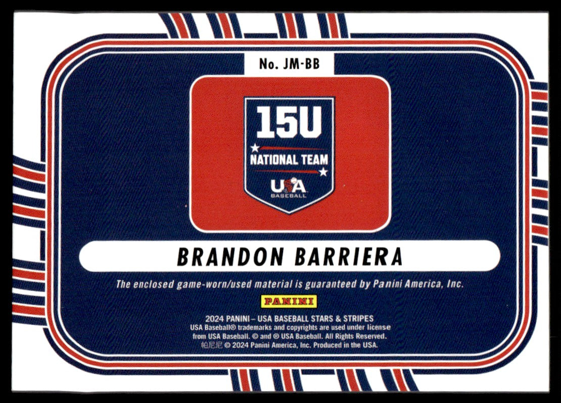 2024 Stars & Stripes Jumbo Majestic Patch /2 Brandon Barriera 15U National Team