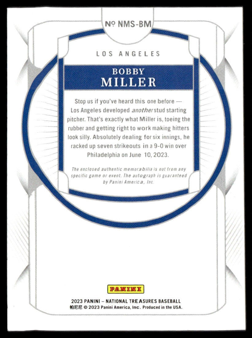 2023 National Treasures Rookie Material Signatures /99 Bobby Miller