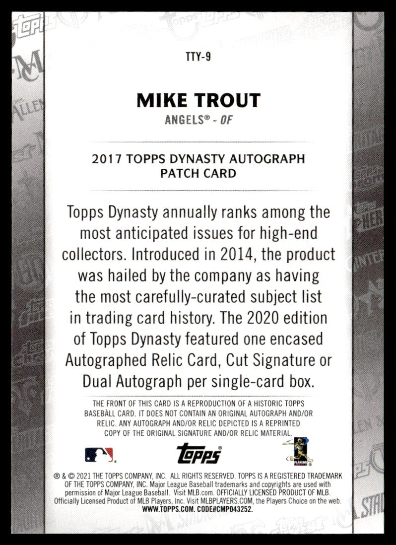 2021 Topps Series 1 Through the Years '17 Dynasty 1/1 Reprint #TTY-9 Mike Trout