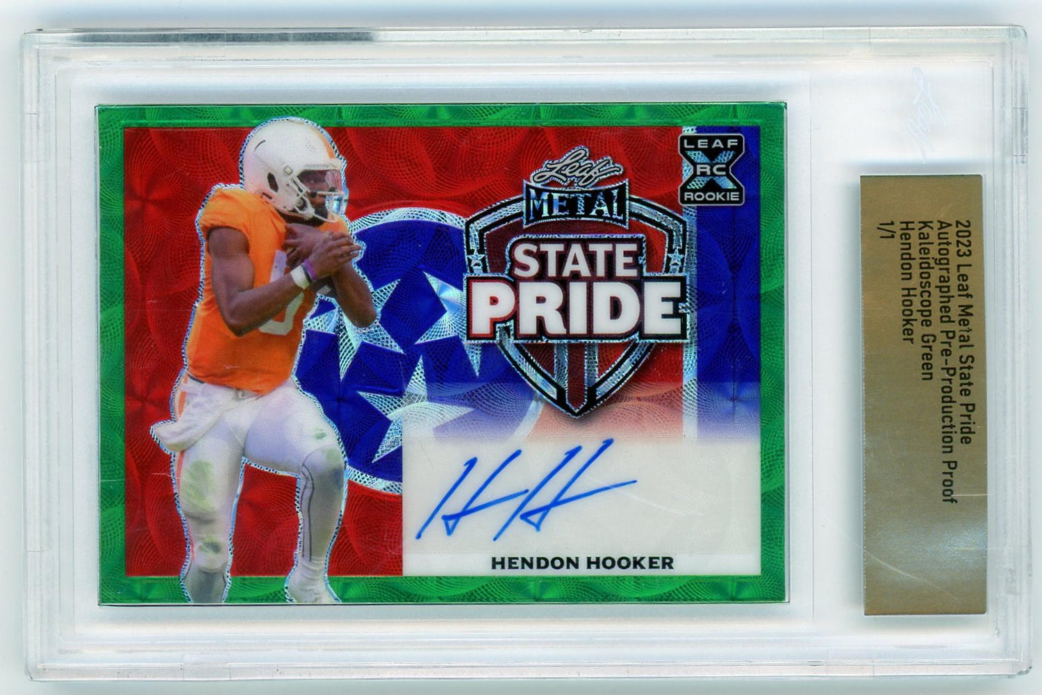 2023 Leaf Metal Hendon Hooker State Pride Kaleidoscope Rookie 1/1 Auto