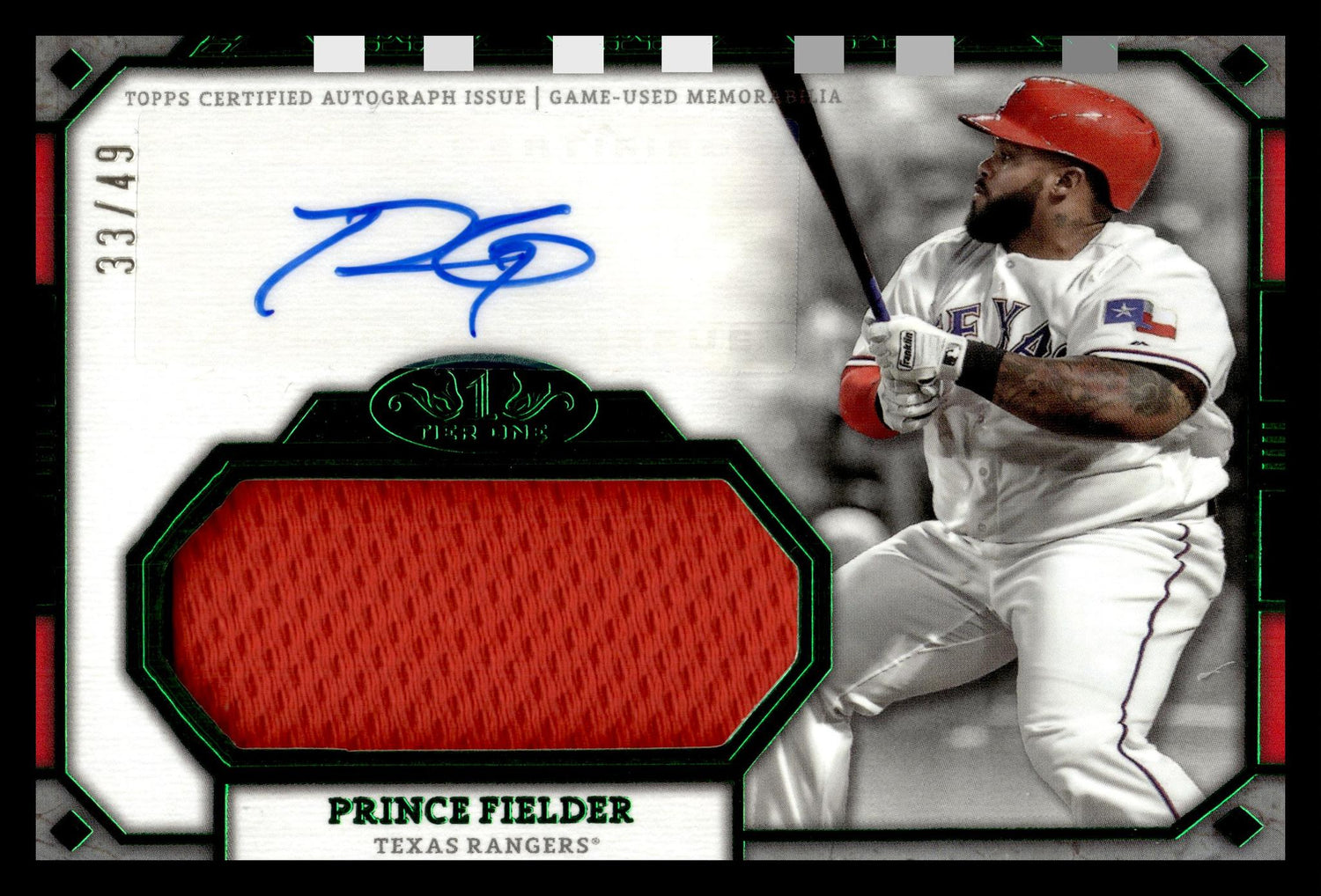 2024 Topps Tier One #AT1JR-PF Prince Fielder /49 jersey Auto Texas Rangers