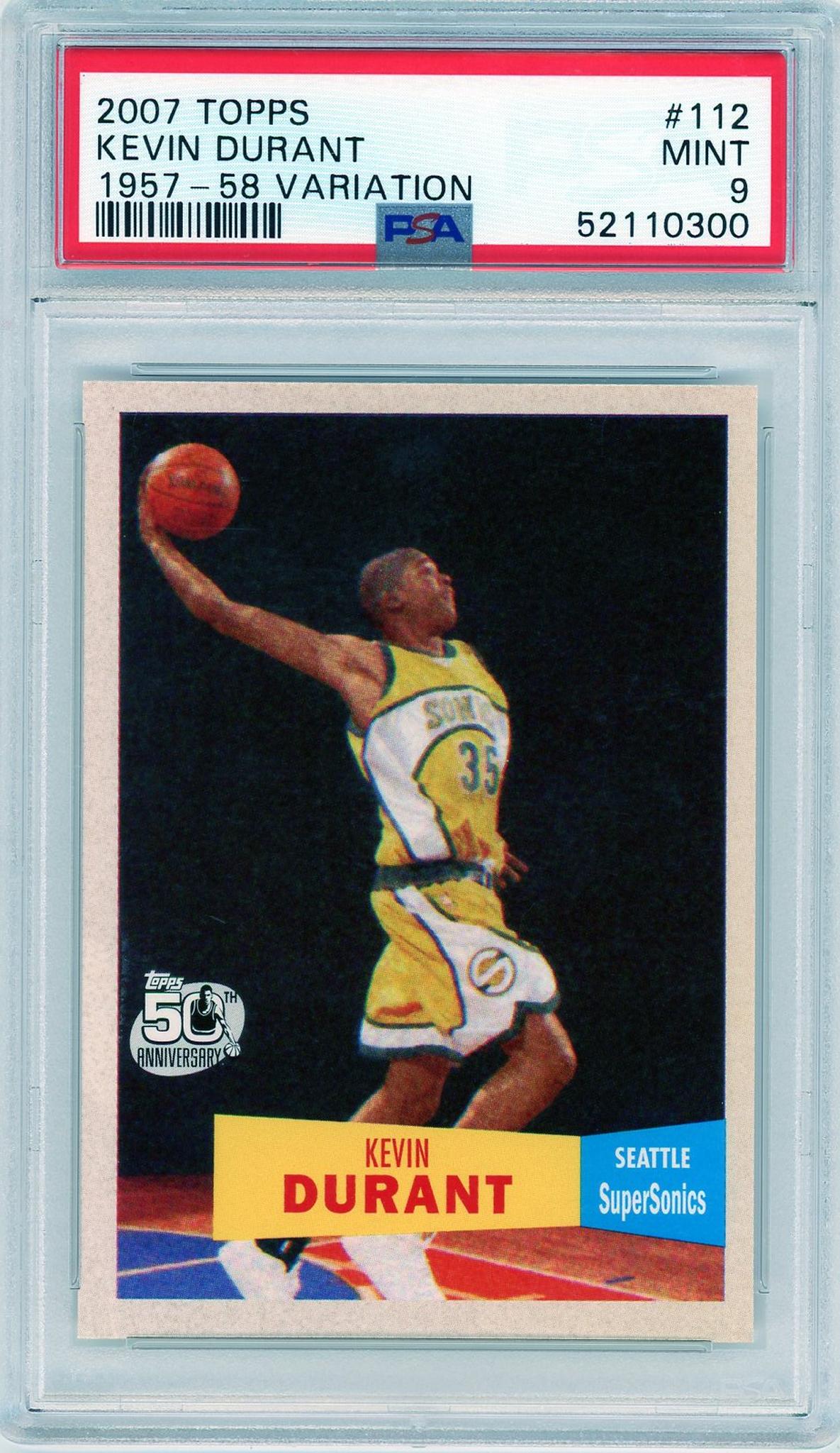 2007 Topps #112 Kevin Durant 1957-58 Variation PSA 9 RC Rookie