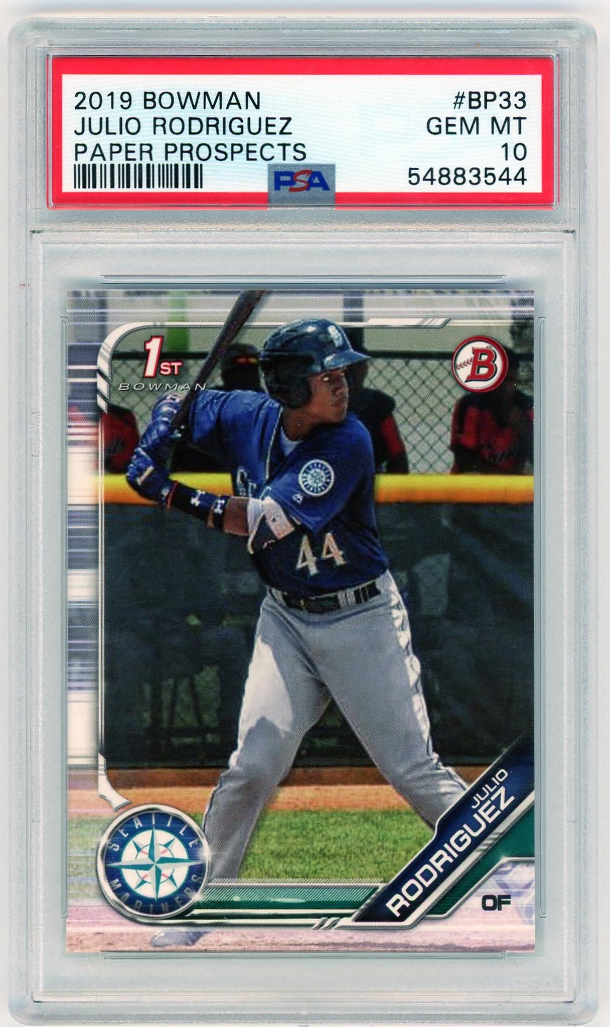 2019 Bowman Julio Rodriguez Paper Prospects PSA 10 RC Rookie 1st