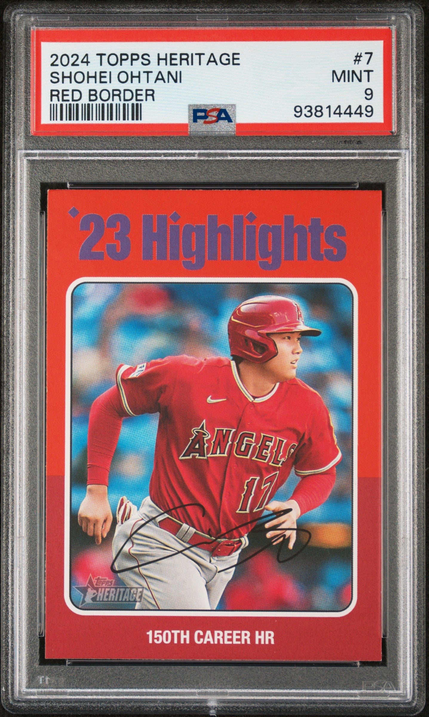 2024 Topps Heritage #7 Shohei Ohtani '23 Highlights Red Border PSA 9