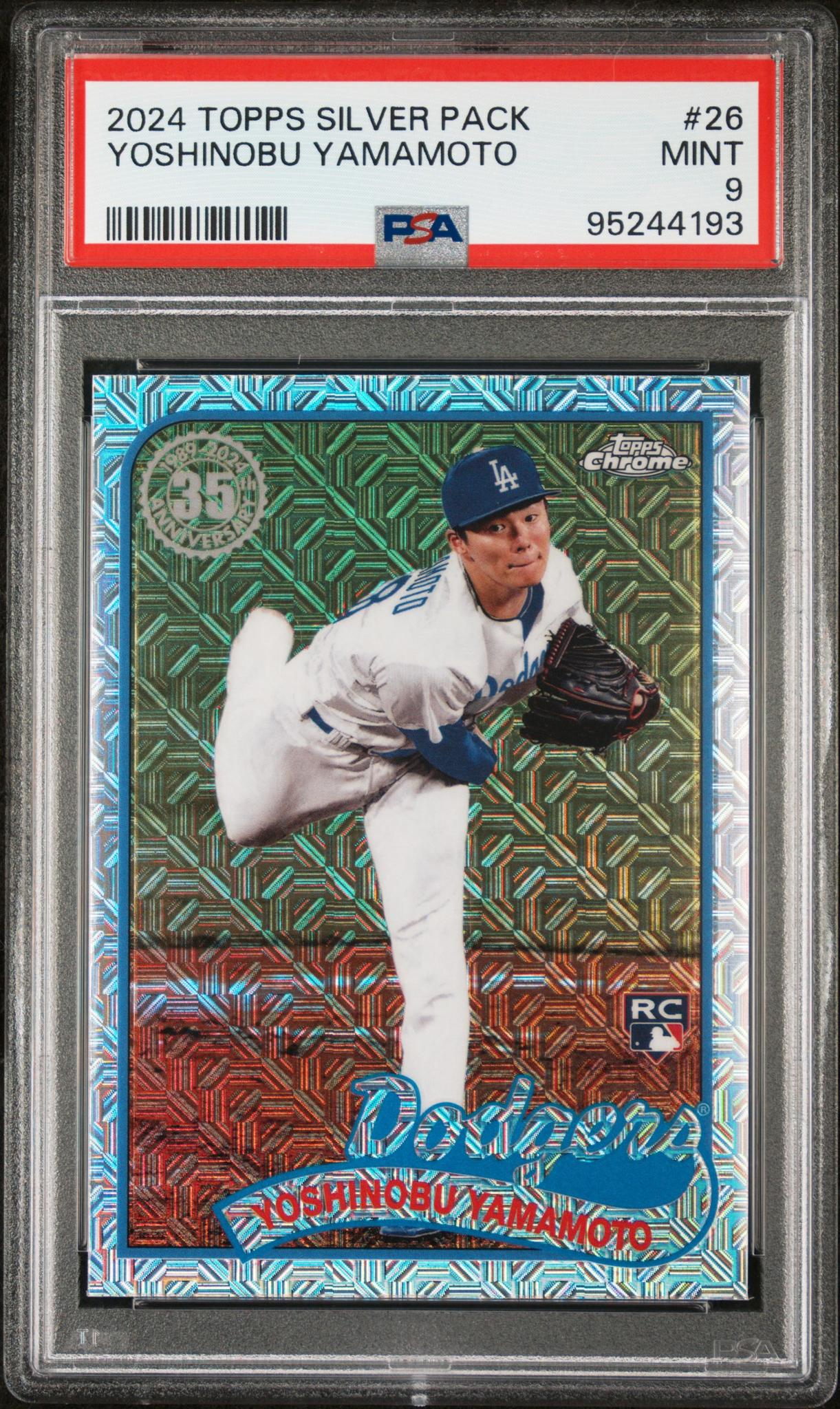 2024 Topps Chrome #26 Yoshinobu Yamamoto Silver Pack PSA 9 RC Rookie