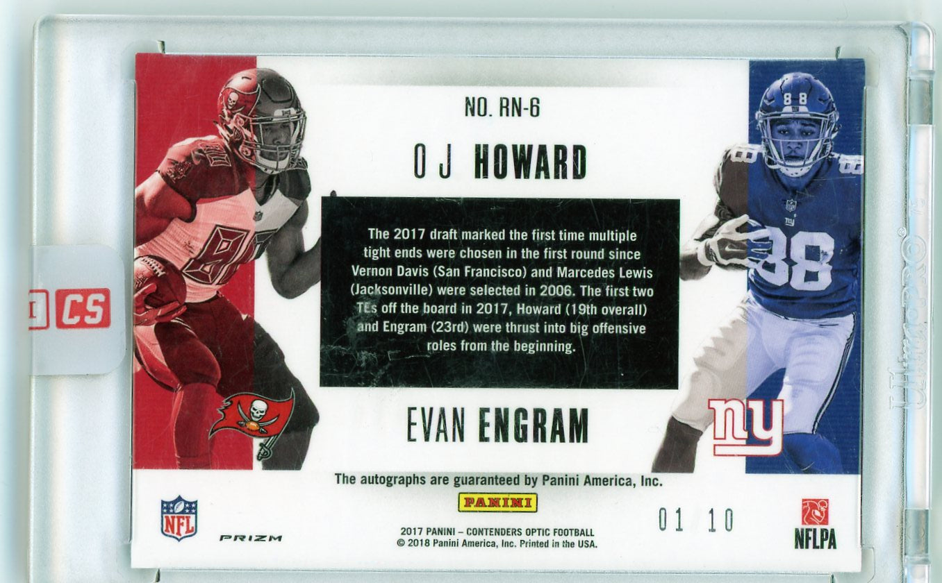 2017 Panini Contenders Optic RN-6 OJ Howard Evan Engram Round Numbers Prizm Rookie /10 Tampa Bay Buccaneers New York Giants Auto