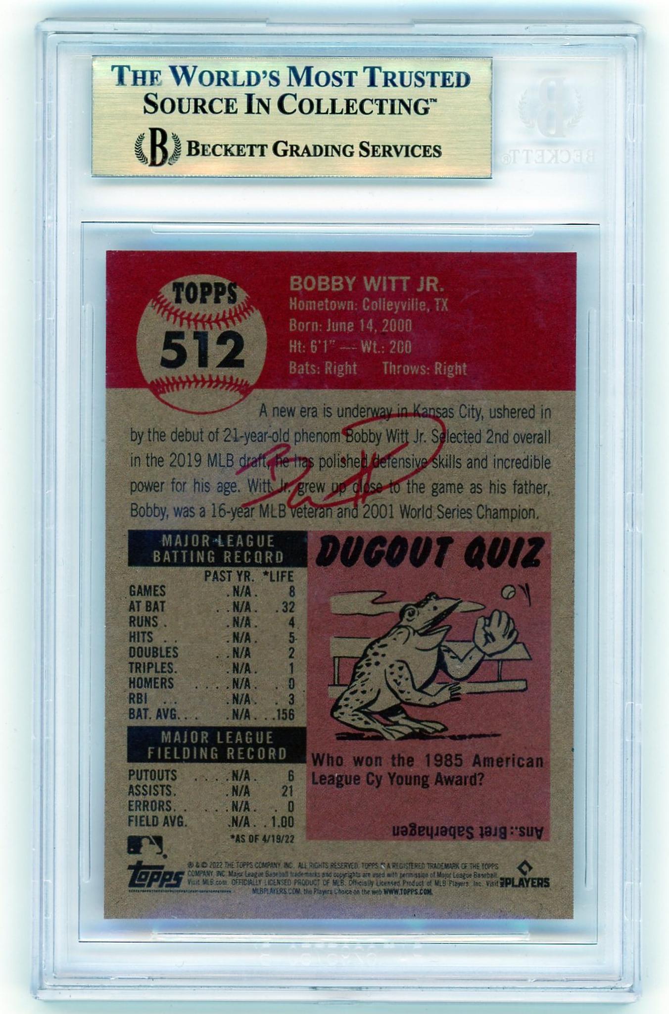 2022 Topps Living Rookie #512 Bobby Witt Jr. BGS 9.5