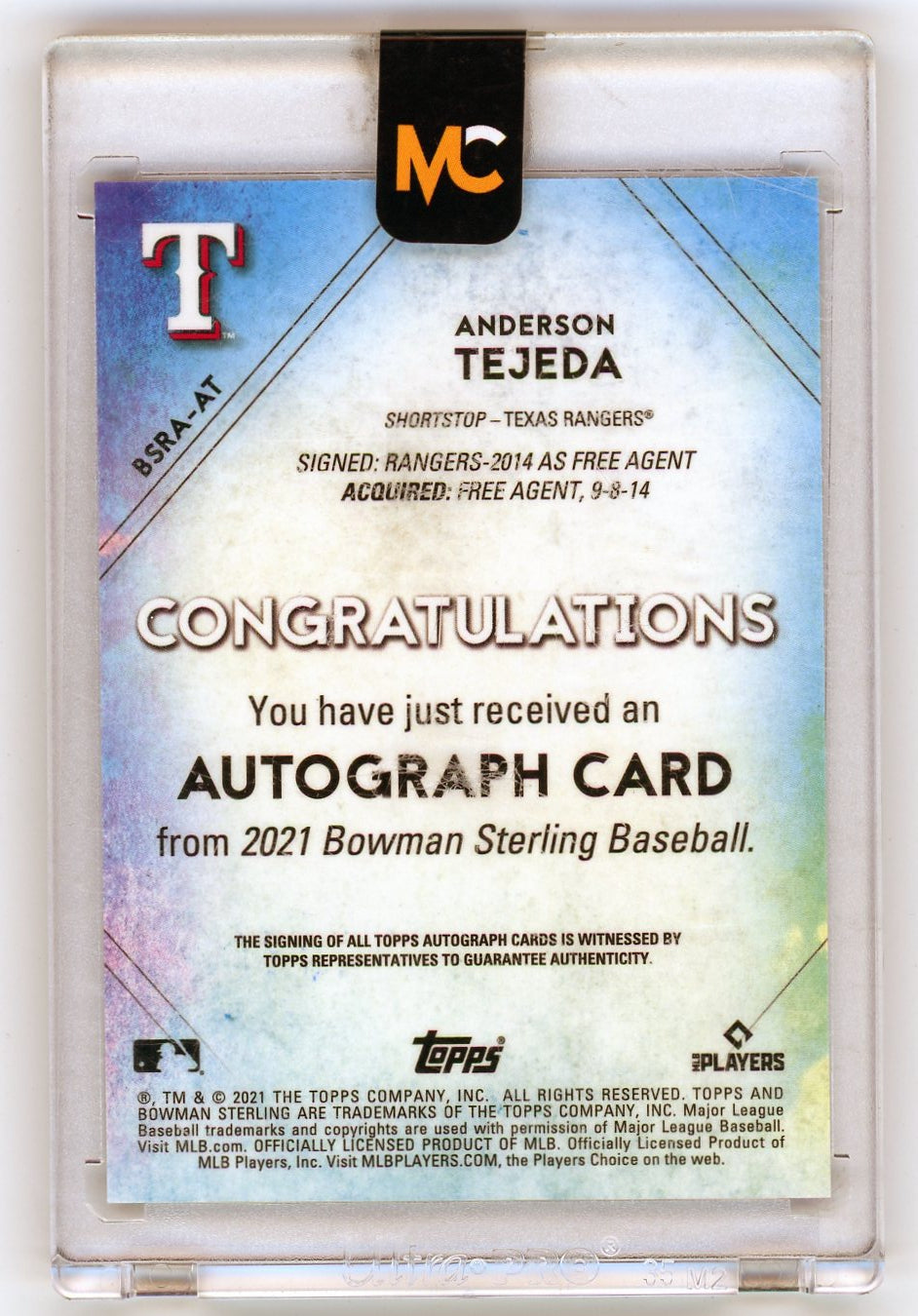 2021 Bowman Sterling Auto /10 Anderson Tejeda