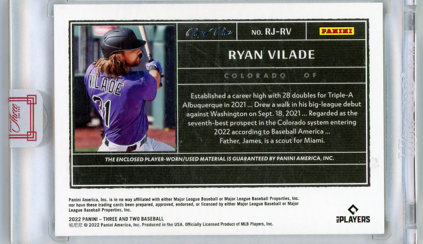 2022 Panini Three and Two RPA 1/1 Ryan Vilade 