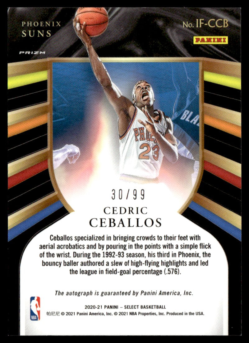2020-21 Panini Select In Flight Cedric Ceballos #IF-CCB Auto /99